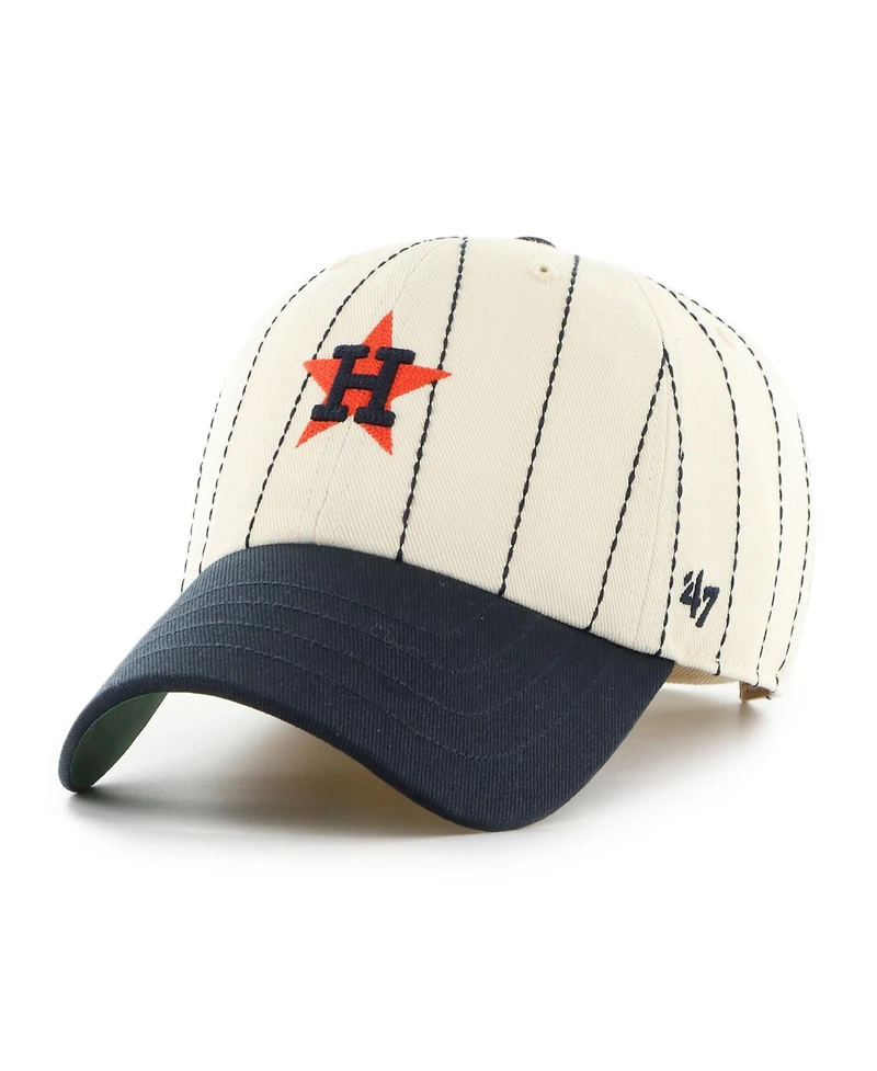 47 Brand Men's 'x Rawlings Natural, Navy Houston Astros Pinstripe Clean Up Adjustable Hat