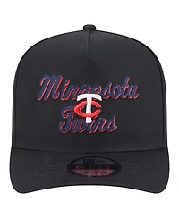 New Era Men's Black Minnesota Twins Chainstitch 9FIFTY A-Frame Snapback Hat