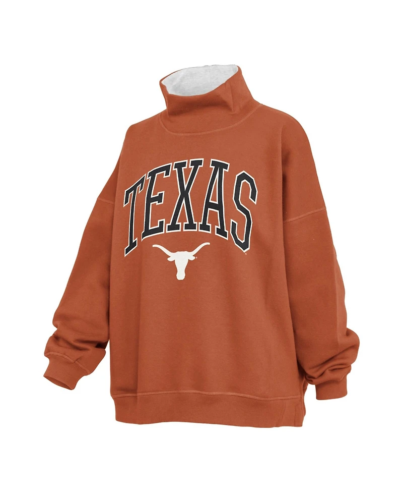 Pressbox Women's Texas Orange Longhorns Oversized Mock Neck Sweatshirt