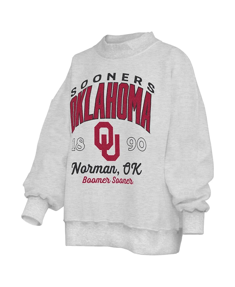 Pressbox Women's Heather Gray Oklahoma Sooners Reversible Sweatshirt