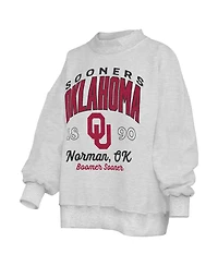Pressbox Women's Heather Gray Oklahoma Sooners Reversible Sweatshirt