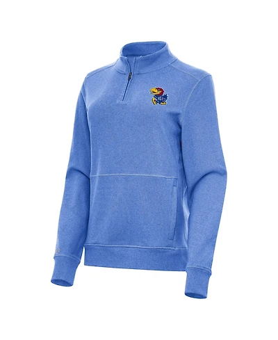 Antigua Women's Heather Royal Kansas Jayhawks Crush Quarter-Zip Fleece Sweatshirt
