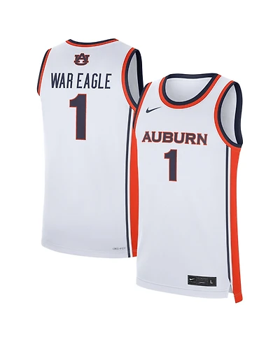 Nike Men's White Auburn Tigers 1 Home War Eagle Replica Basketball Jersey