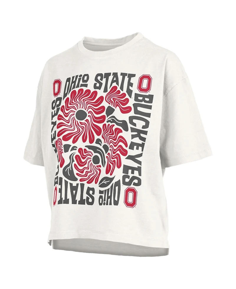 Pressbox Women's White Ohio State Buckeyes Elena Oversized Slub T-Shirt