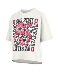Pressbox Women's White Ohio State Buckeyes Elena Oversized Slub T-Shirt