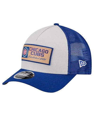 New Era Men's Stone, Royal Chicago Cubs Text A-Frame Trucker 9FORTY Hat