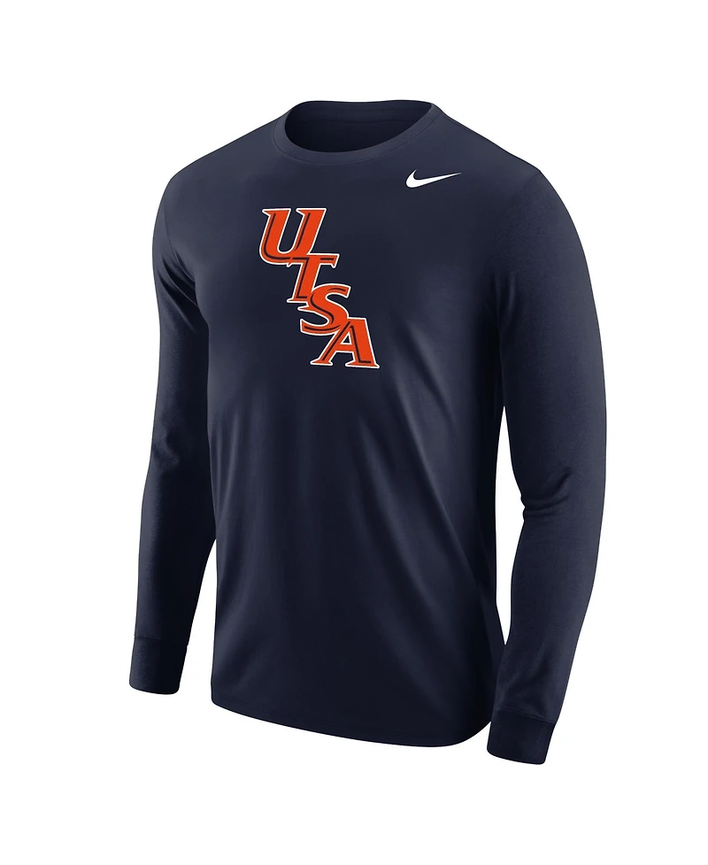 Nike Men's Navy Utsa Roadrunners Diagonal Logo Long Sleeve T-Shirt
