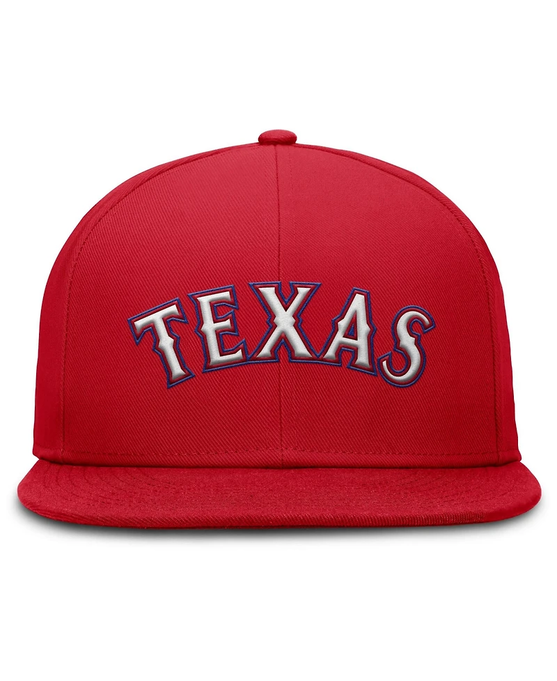 Nike Men's Red Texas Rangers Wordmark Dri-fit Round Bill True Fitted Hat