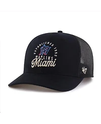 '47 Brand Men's Black Miami Marlins Pitstop Trucker Adjustable Hat