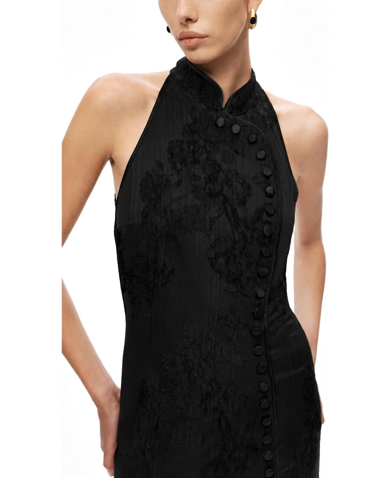 Nocturne Women's High-Neck Button-Detail Midi Dress