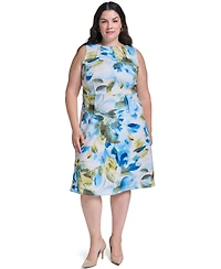 Calvin Klein Plus Boat Neck A-line Dress