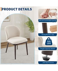 homfan Modern Upholstered Chairs Set of 6, Ergonomic Back Support, Wood Legs, 265lbs Capacity, for Kitchen, Dining Room, Restaurant