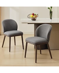 homfan Modern Dining Chairs Set of 6, Upholstered Seats with Ergonomic Back Support, Wood Legs, 265lbs Weight Capacity, for Dining Room, Kitchen