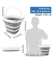 Piscifun 10L Collapsible Bucket With Handle Portable Foldable Storage Tub For Camping Car Cleaning