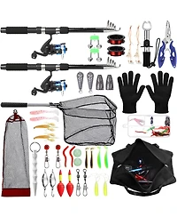 Aofar 6.89ft Telescopic Fishing Rod Reel Combo Collapsible Kit
