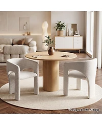 Maison Boucle Upholstered Barrel Dining Chair Set of 2, Chenille, Modern Curved Armchair, 3.5" Padded Seat, Sculptural Side Chair