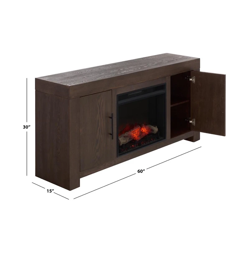 Augusta Home Senir 2 Cabinet Oak Tv Stand and Fireplace