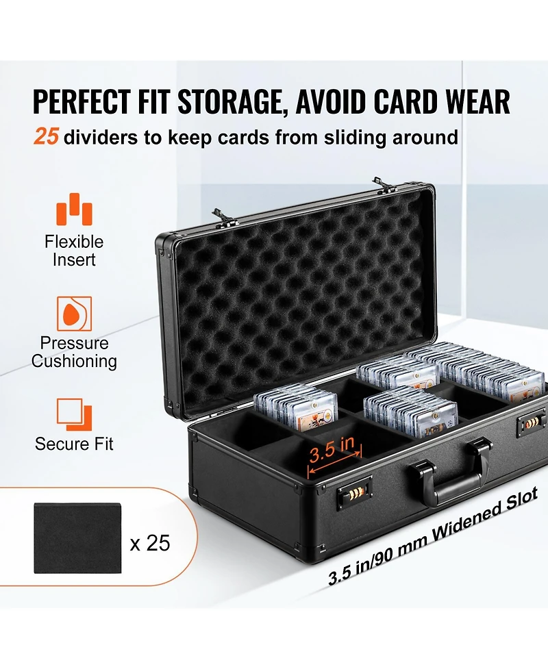Vevor 162 Psa Graded Card Storage Box 5 Slots Sports Card Holder Case Coded Lock