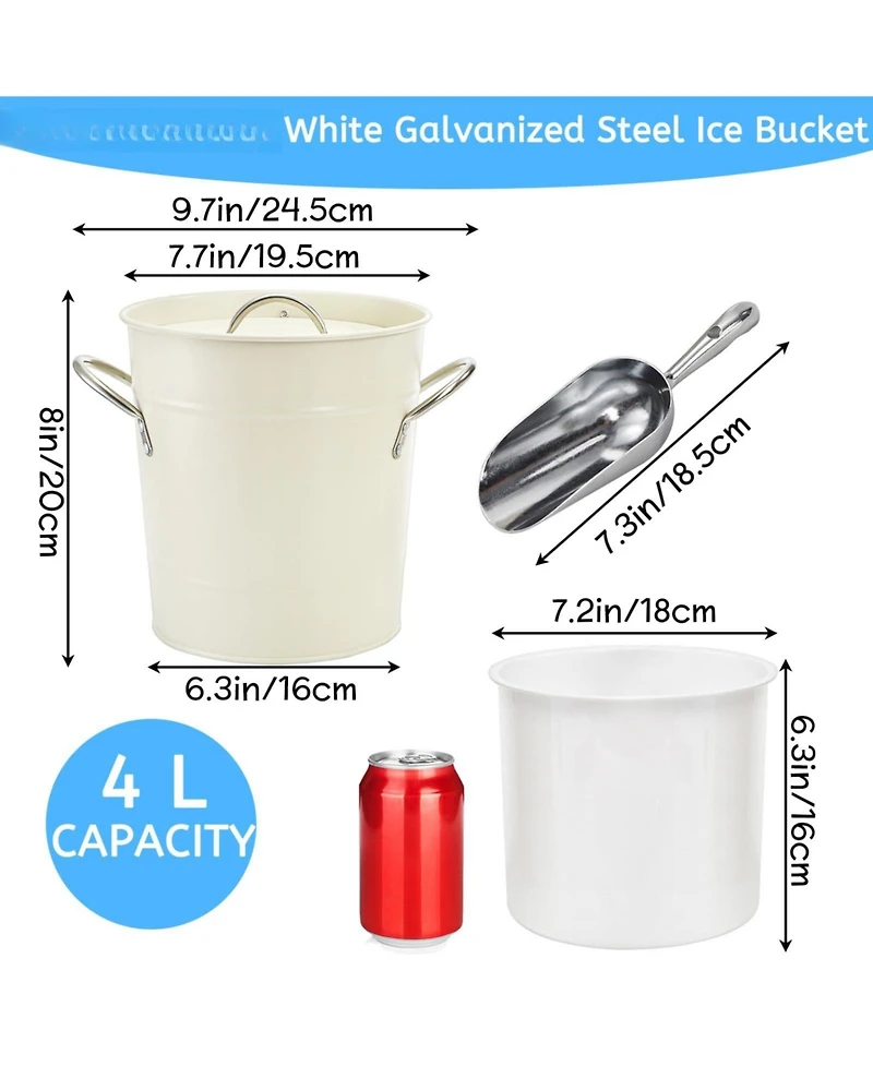 Piscifun 4l Ice Bucket With Lid And Scoop Double Walled Insulated Beverage Tub For Camping Bbq Cocktail Parties Indoor Outdoor