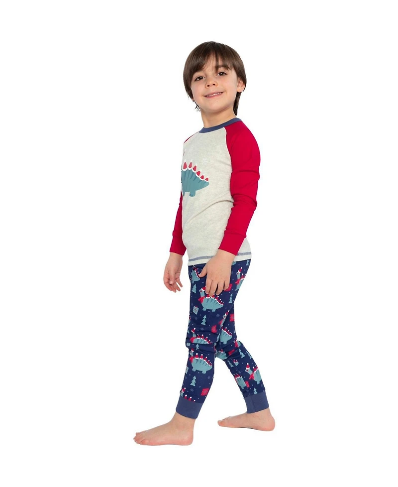Deux par Deux Little Boys 6-12 Cotton Two Piece Pajama Set Dinosaur Print