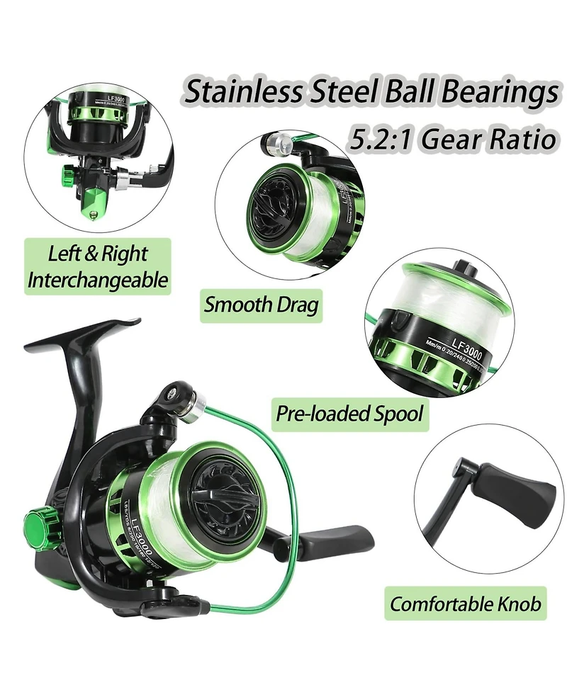 Aofar 6.9ft Telescopic Fishing Rod Reel Combo Set