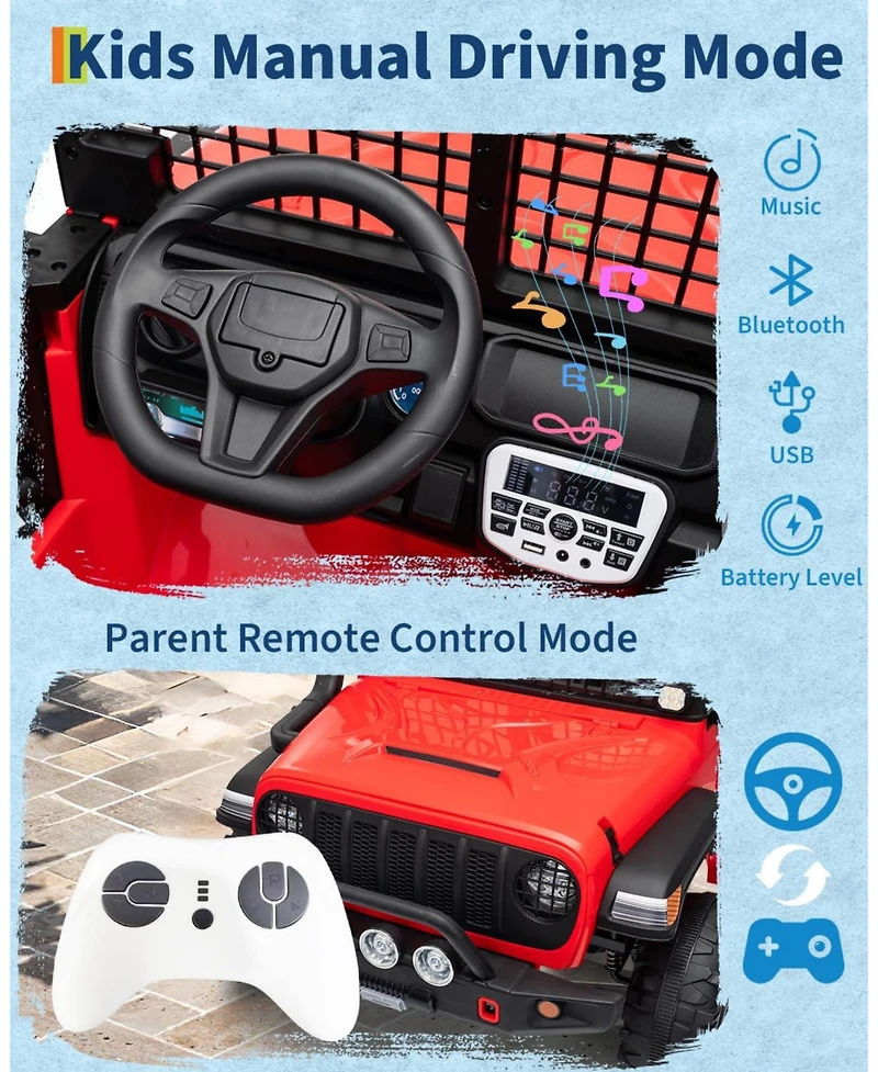 homfan 2-Seat Ride-On Car with Remote Control, Ages 3+