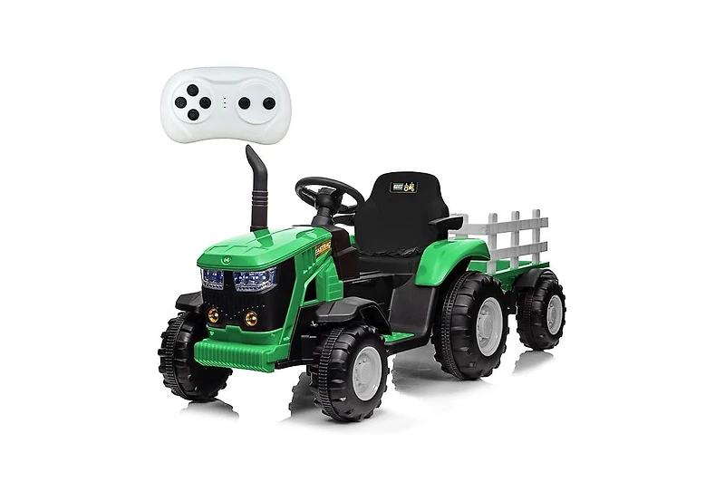 homfan Kids Ride on Tractor with Remote Control,12v Battery Powered Electric Tractor with Detachable Trailer and Bluetooth Music