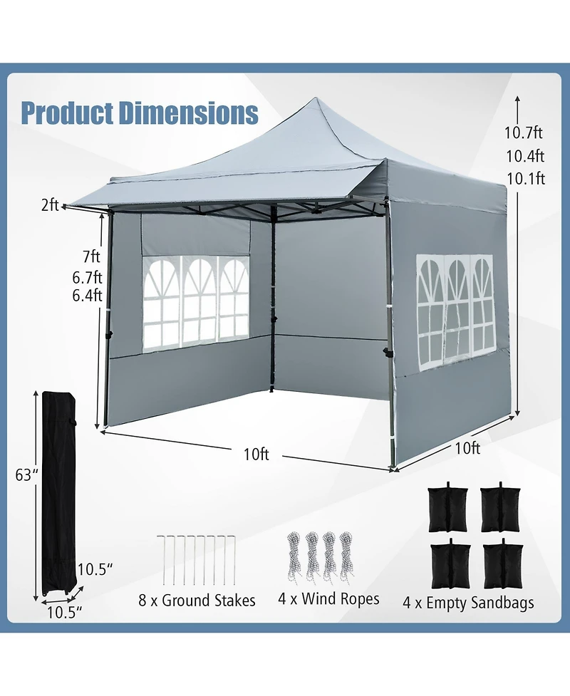 Mecale Pop-Up Canopy Tent with Sidewalls And Awning, for Party or Picnic