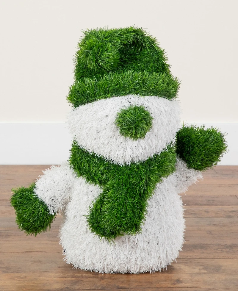 Nearly Natural 22" Ultraviolet Resistant Artificial Christmas Grass Garden Plush Topiary Snowman Indoor And Outdoor