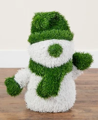 Nearly Natural 22" Ultraviolet Resistant Artificial Christmas Grass Garden Plush Topiary Snowman Indoor And Outdoor