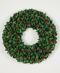 Nearly Natural 24" Ultraviolet Resistant Artificial Holly Berry Christmas Wreath Indoor And Outdoor