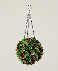 Nearly Natural 21" Ultraviolet Resistant Artificial Holly Berry Christmas Hanging Ball Indoor And Outdoor