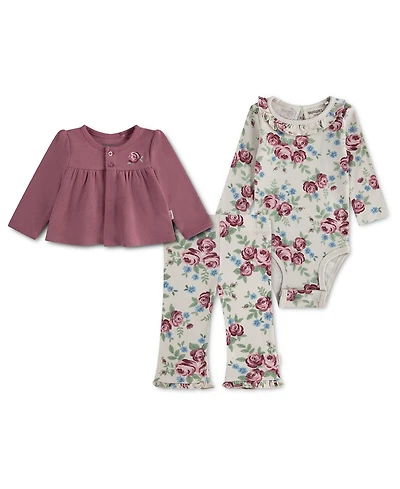 Huggies Baby Girls' Babywear Long-Sleeve Cardigan, Bodysuit and Pants, 3-Piece Set