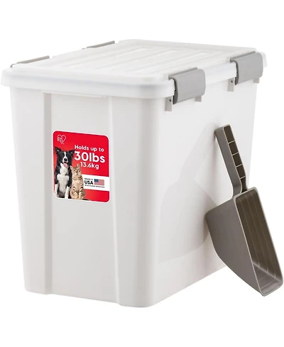 Iris Usa 30 lb Dog Food Storage Container Stackable with Gasket Seal, 2-Cup Scoop.