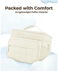 Piscifun 32 Can Puffer Soft Cooler Bag Double Deck Collapsible Insulated Lunch Tote for Outdoor Travel Work