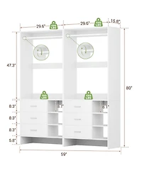 Aheaplus 30'' Set of 2 Closet Organizer with Wooden Drawers
