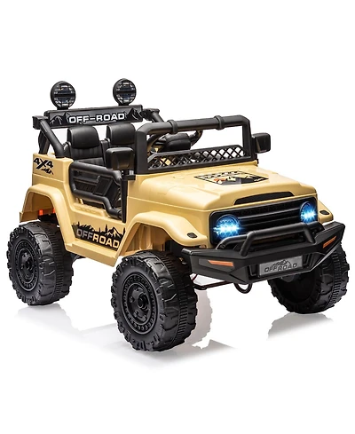homfan Ride-On Truck Car, 4-Wheel Electric Vehicle, Remote Control, Led Lights, Music and Horn, Suspension, Dual Speeds