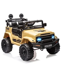 homfan Ride-On Truck Car, 4-Wheel Electric Vehicle, Remote Control, Led Lights, Music and Horn, Suspension, Dual Speeds