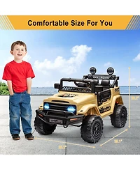 homfan Ride-On Truck Car, 4-Wheel Electric Vehicle, Remote Control, Led Lights, Music and Horn, Suspension, Dual Speeds