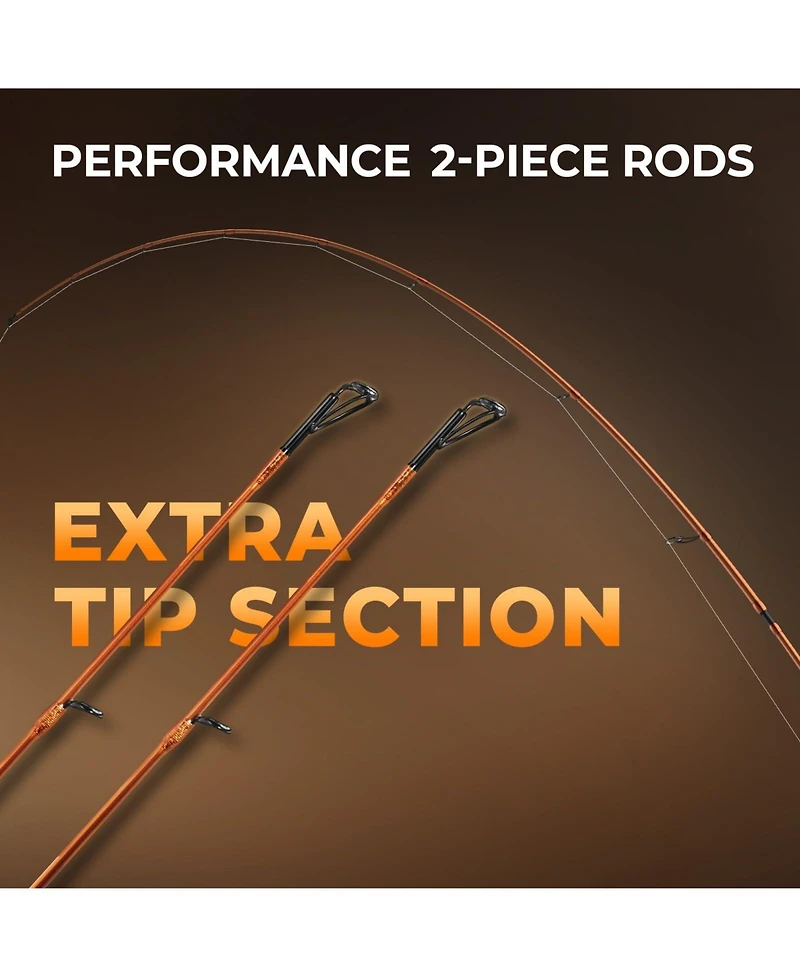 Aofar 6'8" Lethal Blaze-tip Fishing Rod Spinning Baitcaster Graphite 2pcs+extra Tip