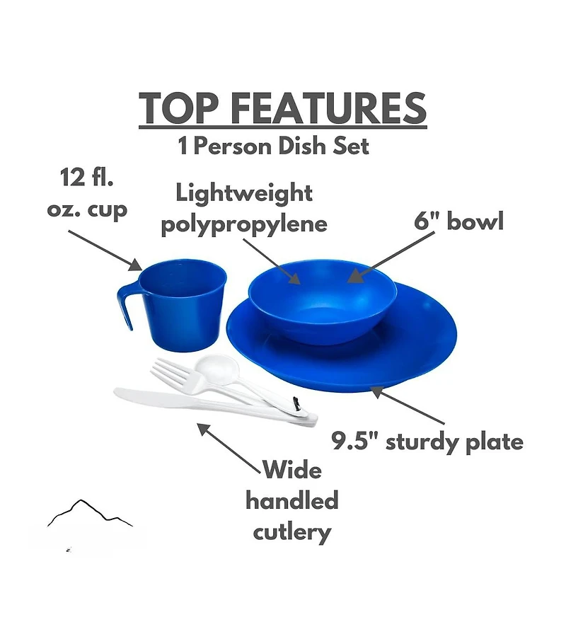 Piscifun Camping Dinnerware Set With Carry Bag Lightweight Washable For Outdoor Dining