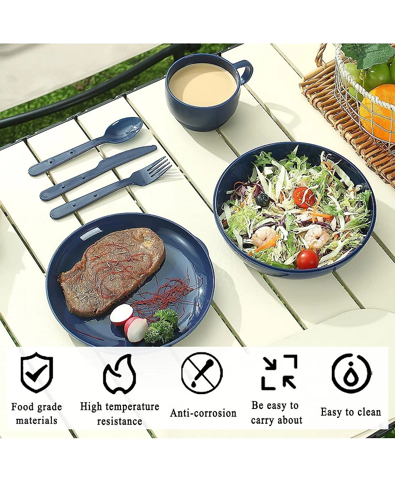 Piscifun Camping Mess Kit With Plate Bowl Cup Utensils And Carry Bag