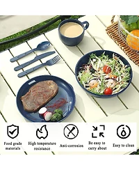 Piscifun Camping Mess Kit With Plate Bowl Cup Utensils And Carry Bag