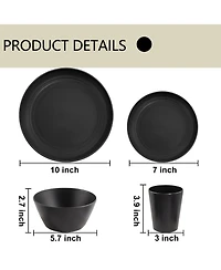 Piscifun 48 Piece Wheat Straw Dinnerware Set For 12 Unbreakable Dishwasher Microwave Safe Stackable Camping Dishes