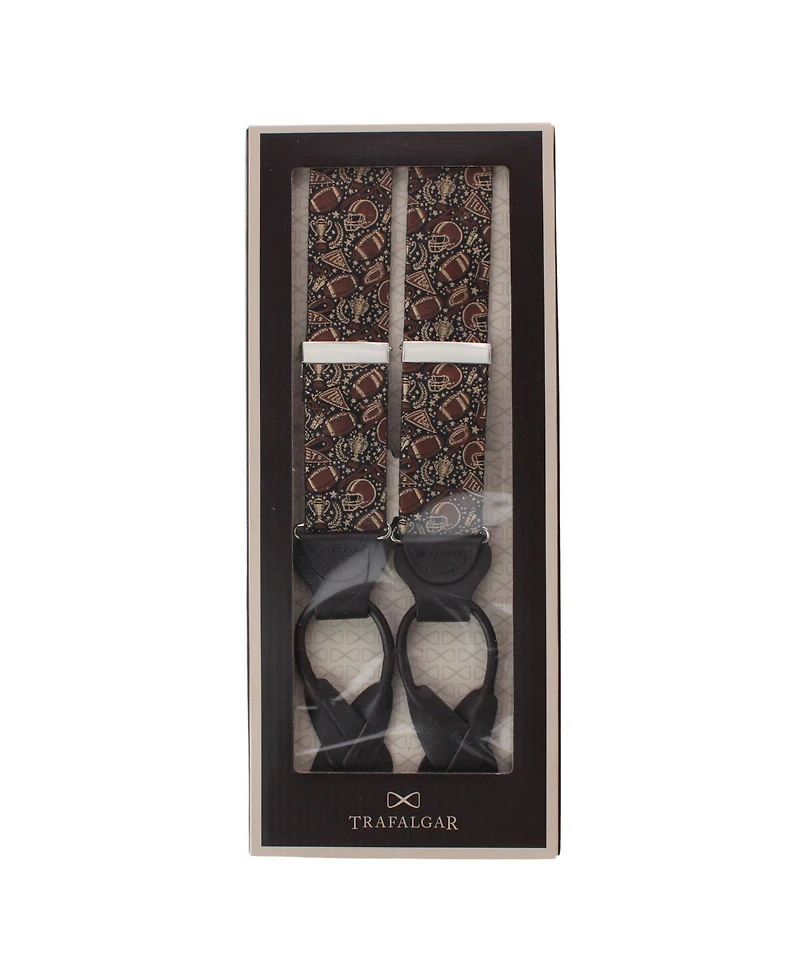 Trafalgar Men's The Gridiron Silk Button End Suspenders