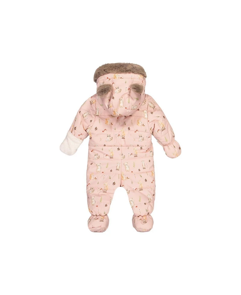 Deux par Baby Girl (3m- 18m) One Piece Snowsuit Adapted for Car Seats Animal Print