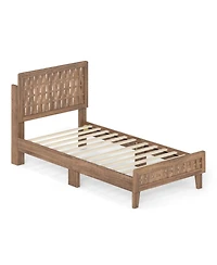 Costway Bed Frame with Woven Accent Headboard and Footboard