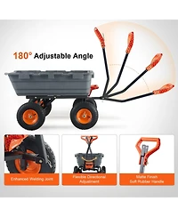 Mecale Garden Dump Cart, Poly Bed with Steel Frame, 6.48 Cube Feet., Dual-Function Handle, 1200 lb Load, 13" Wheels