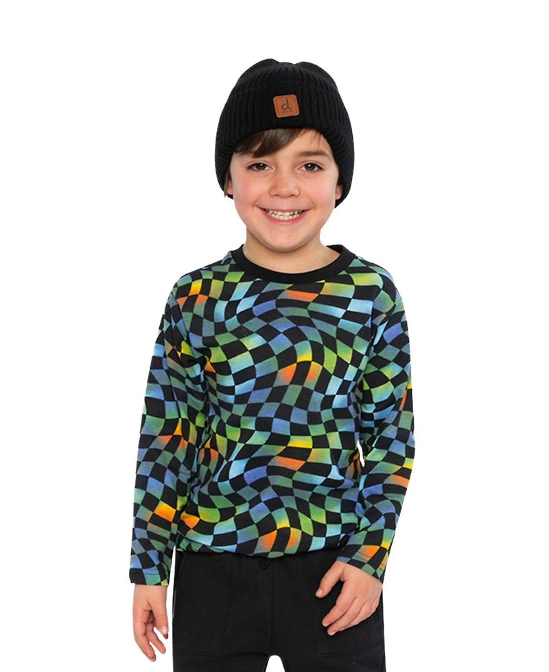 Deux par Toddler Boy(2T-5T) Cotton Long Sleeve T-Shirt Checkered Print