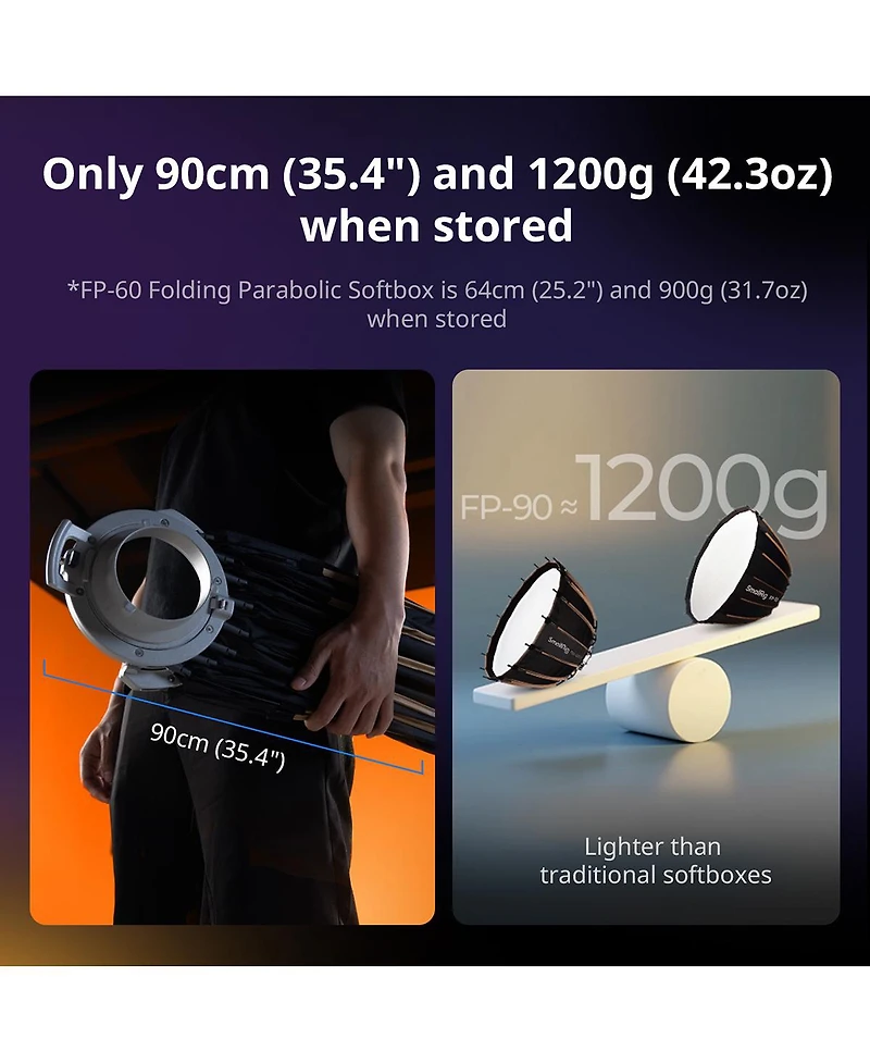 SmallRig Fp-60 23.6x15.7" Quick-Setup Folding Parabolic Softbox with Bowens Mount